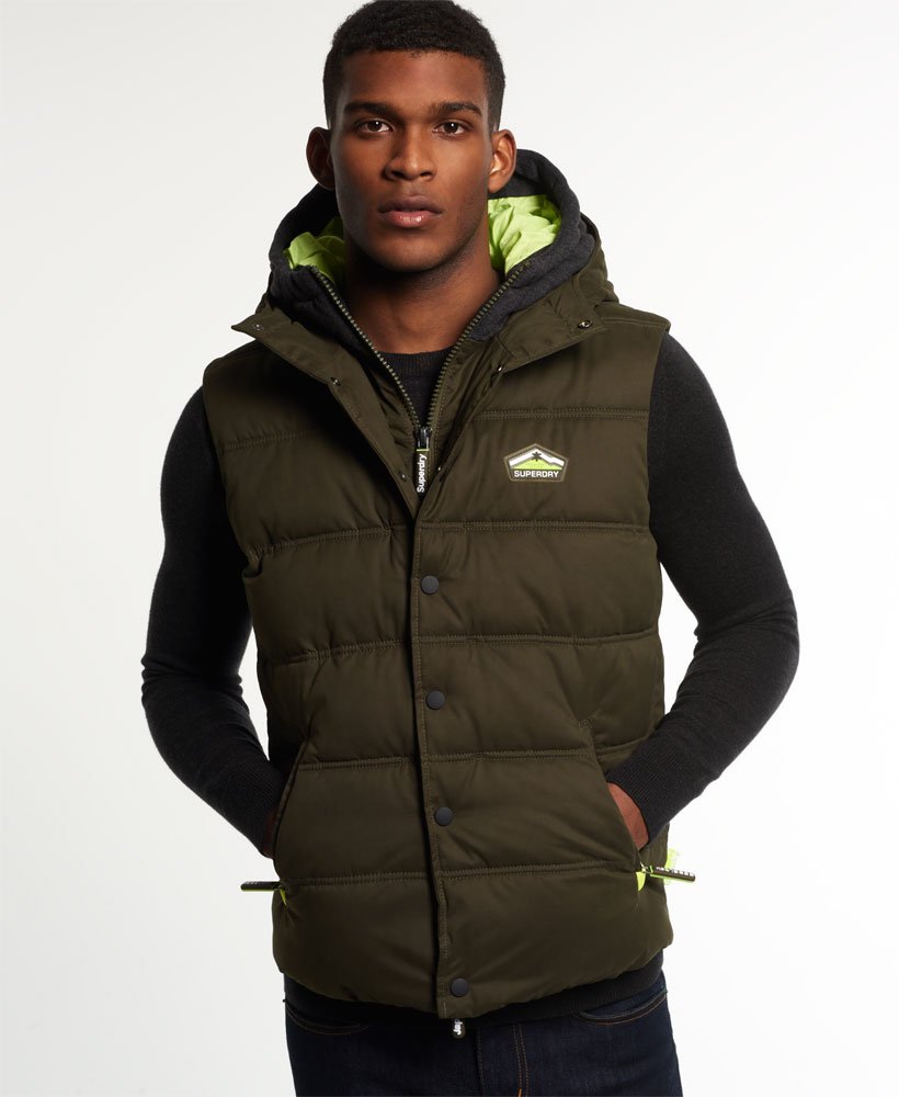 Superdry Hooded Microfibre Pitching Gilet - Men\'s Mens Jackets