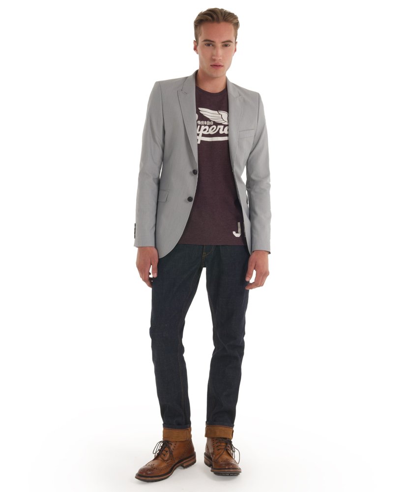 Mens - Fine Tailoring Jacket in Saint Grey Ticker | Superdry