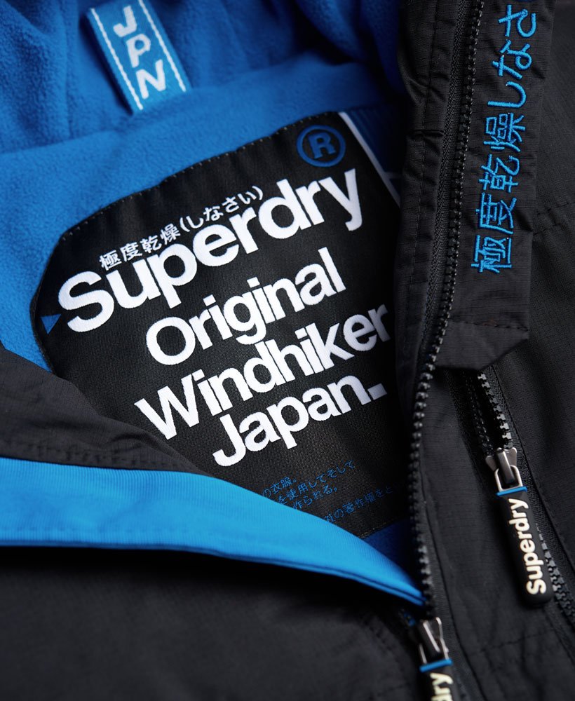 Men's - Hooded Windhiker Gilet in Black/denby Blue | Superdry UK