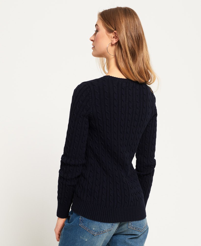 Womens - Croyde Cable Knit Jumper in Navy | Superdry UK