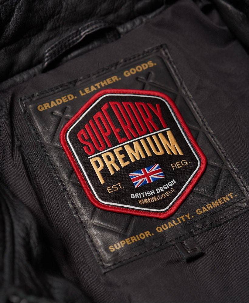 Men's Leather Rotor Jacket in Black | Superdry US