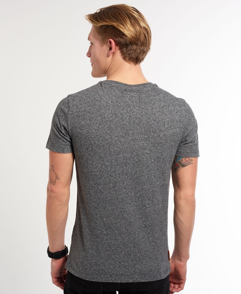 Mens - Vintage Emblem Vee Neck T-shirt in Grey | Superdry