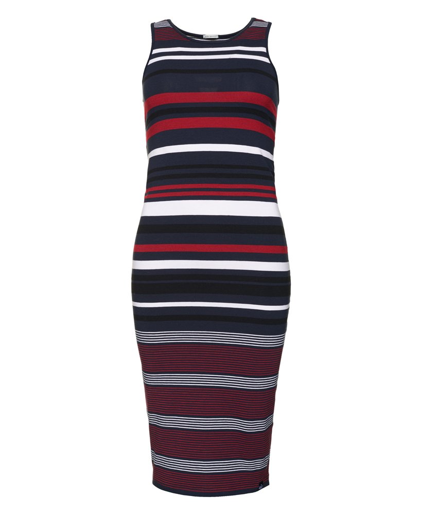 Womens - Core Midi Stripe Dress in Atlantic Navy/optic/red | Superdry