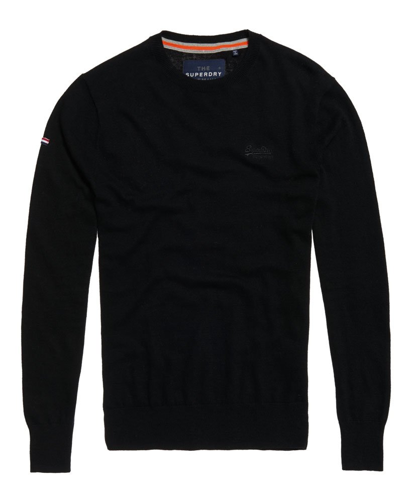 Mens Orange Label Crew Neck Jumper in Black Superdry