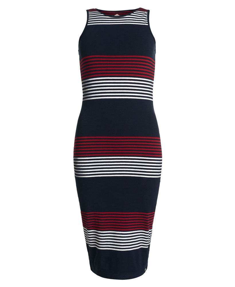 Womens - Starboard Stripe Midi Dress in Navy | Superdry UK