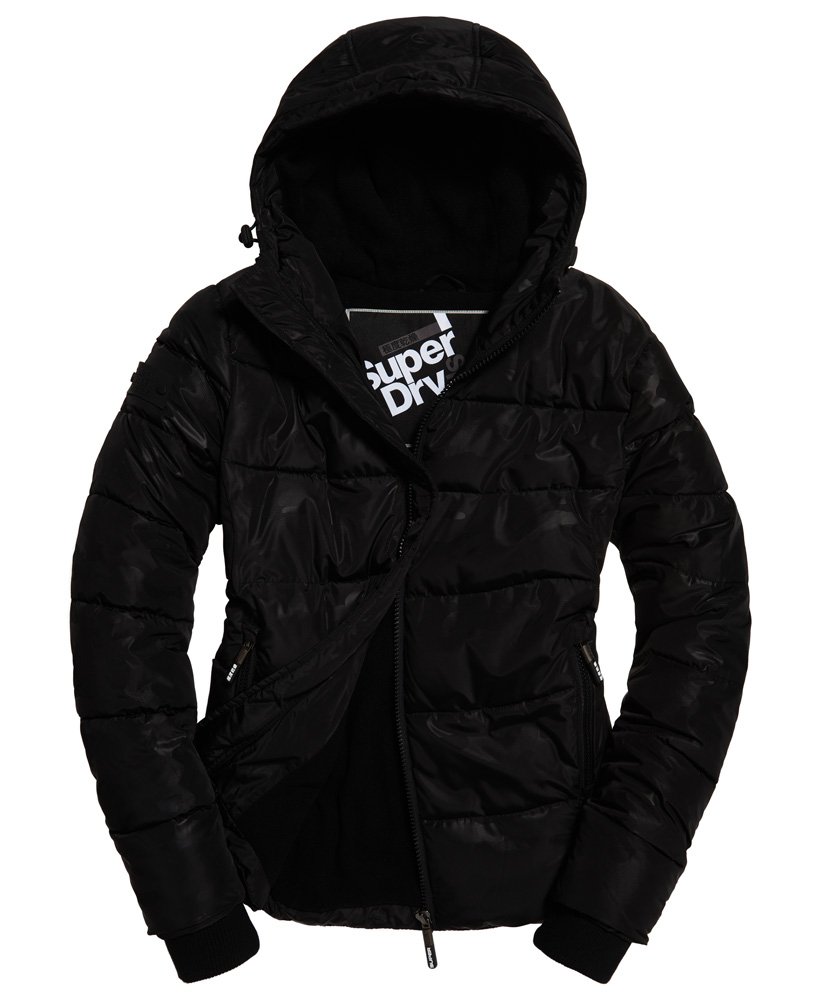 Men's - Sports Puffer Jacket in Black Camo Print | Superdry UK