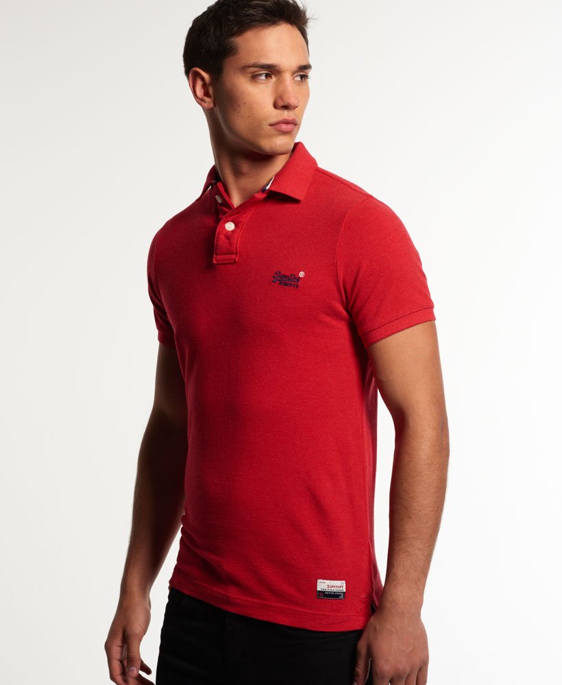 Men's Classic Pique Polo Shirt in Rich Red Marl | Superdry US