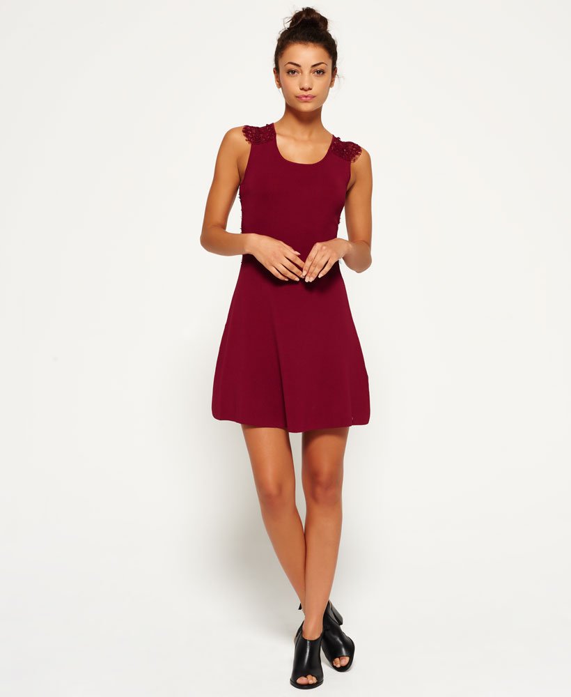 Womens - Alina Lace Knitted Dress in Cranberry | Superdry UK