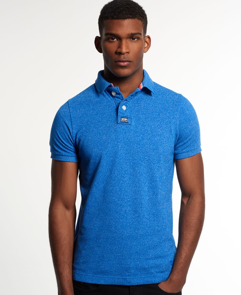 Mens - Classic Pique Polo Shirt in Cobalt Grindle | Superdry