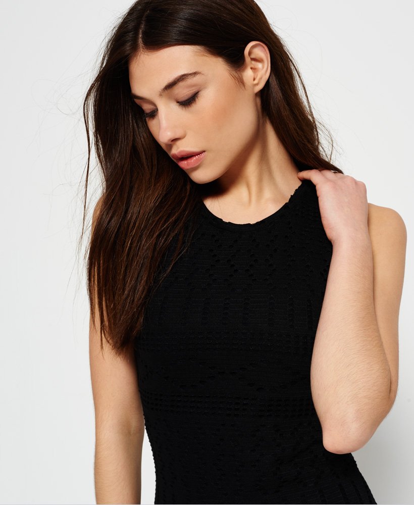 Womens - Crochet Knit Bodycon Dress in Black | Superdry