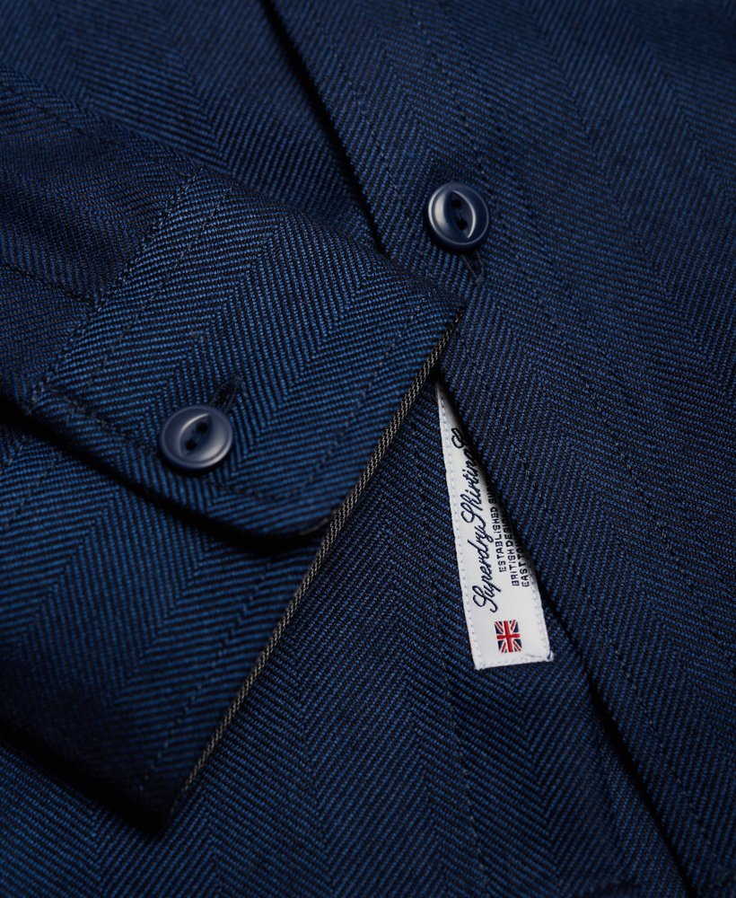 Men's - Tweed Riveter Shirt in Blue Heringbone | Superdry UK