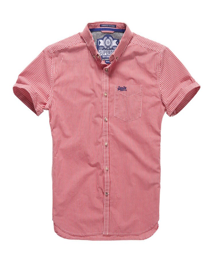 Mens London Button Down Shirt in Hartwell Red Gingham Superdry