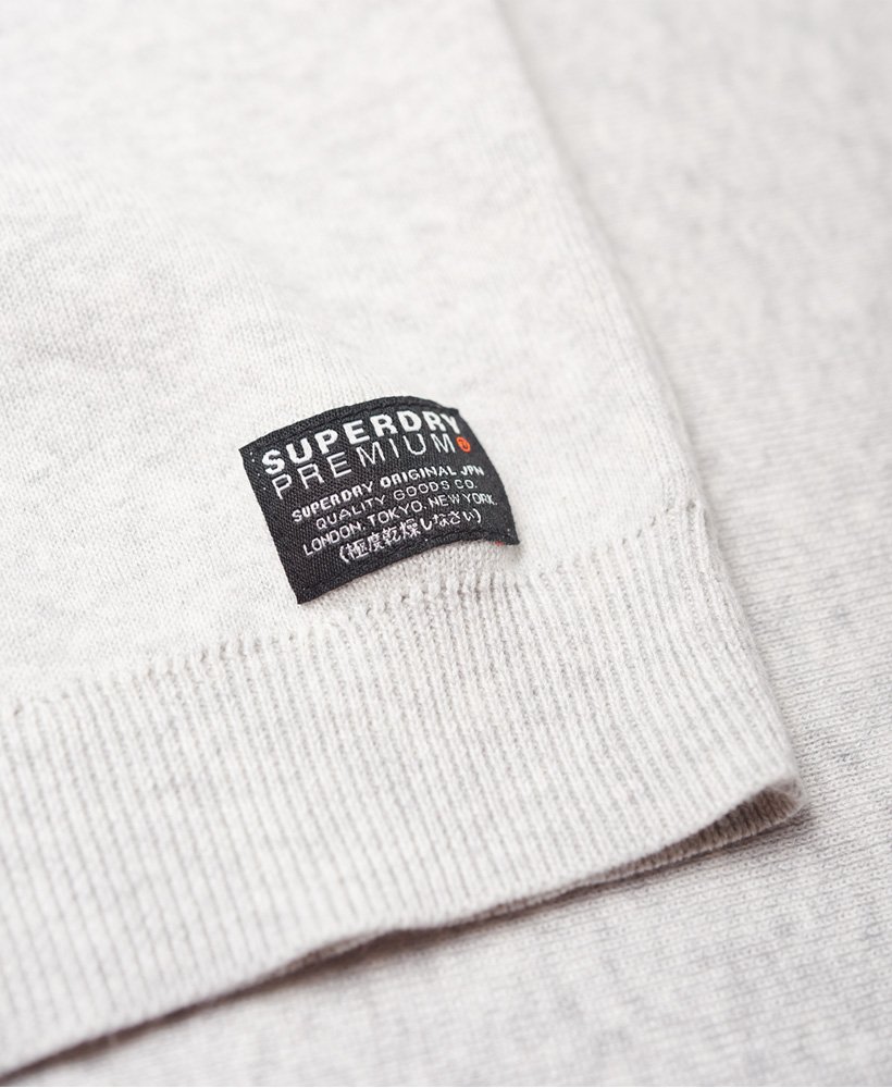 Mens - Supima Cotton Crew Neck Sweatshirt in Silver Grey Marl | Superdry
