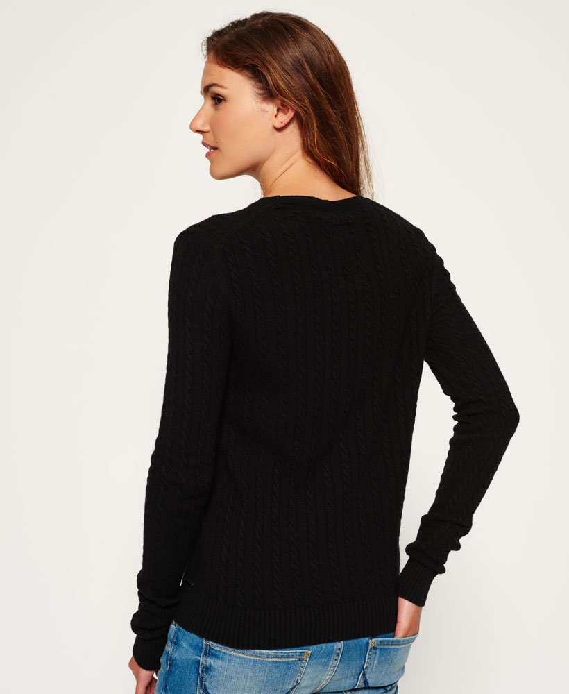 Womens - Luxe Mini Cable Knit Jumper in Black | Superdry
