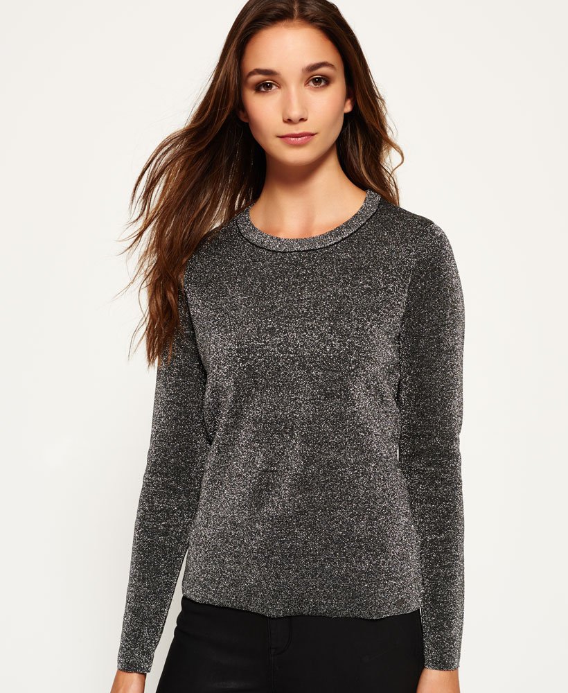 Womens - Metallic Sparkle Knit Jumper in Silver Sparkle | Superdry