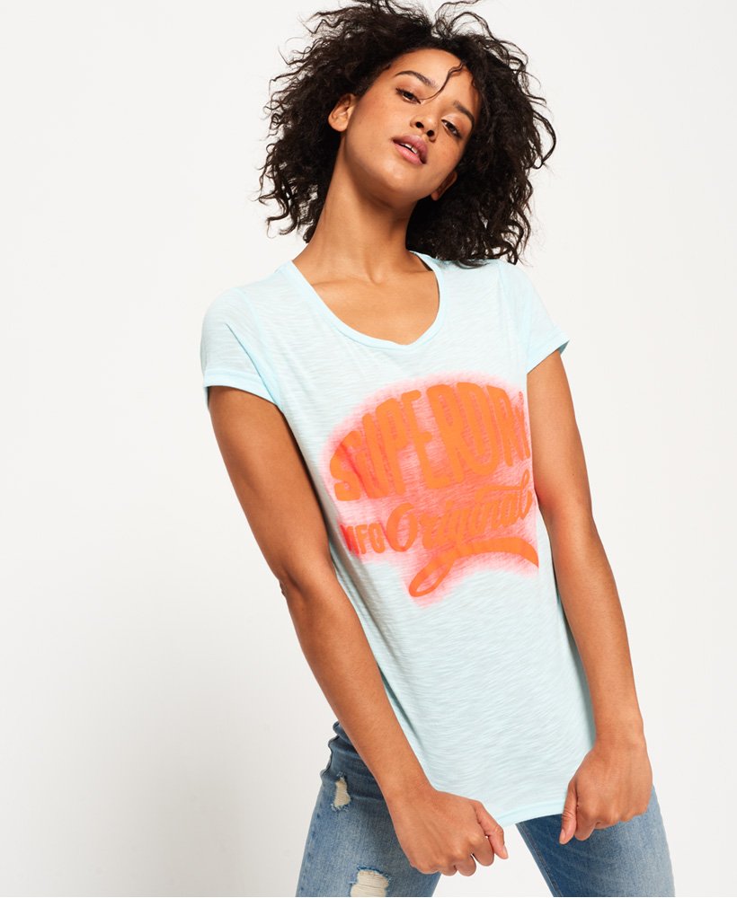 Café malla argumento Superdry Camiseta con efecto brillante MFG - Mujer Camisetas para Mujer