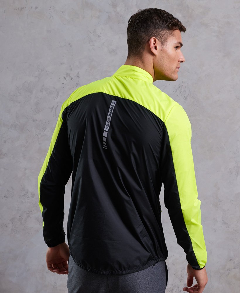 Men's - Core Running Shell Jacket in Hi Viz Yellow/black | Superdry UK