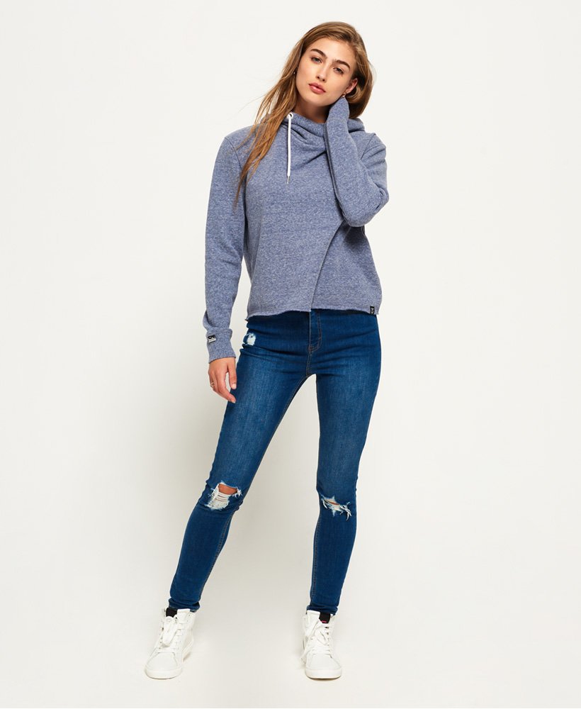 Womens - Orange Label Luxe Edition Cropped Hoodie in Navy | Superdry