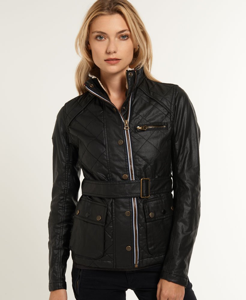 Womens - Waxed Flag Trials Jacket in Black | Superdry
