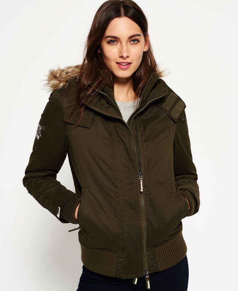 Womens - Microfibre SD-Windbomber Jacket in Army | Superdry