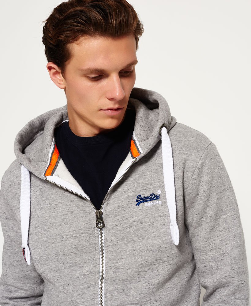 Mens - Orange Label Zip Hoodie in Grey | Superdry UK
