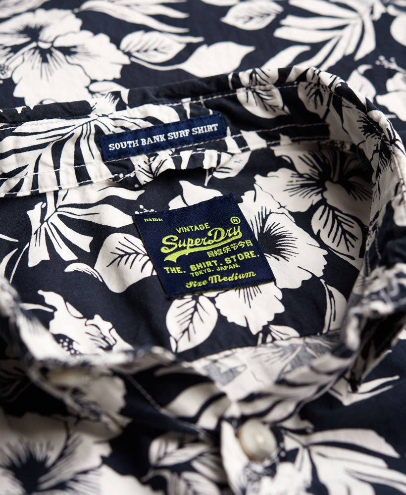 Mens - Southbank Surf Shirt in Great White Hibiscus | Superdry