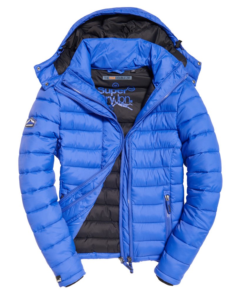 Mens - Fuji Double Zip Hooded Jacket in Royal Blue | Superdry
