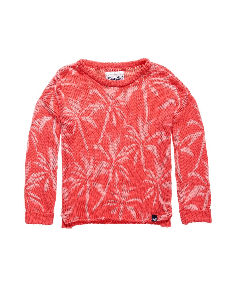 Womens - Palm Print Slouch Knit Jumper in Pink | Superdry UK