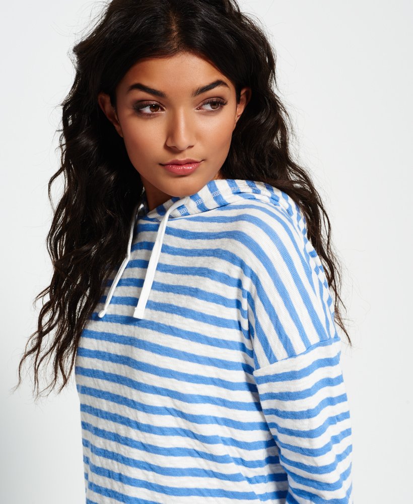 size XL SUPERDRY Womens' Stripe Pier Hoodie Dutch Blue Marl 