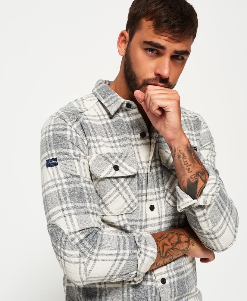 Men's Milled Flannel Shirt in Lavenham Grit Check | Superdry US