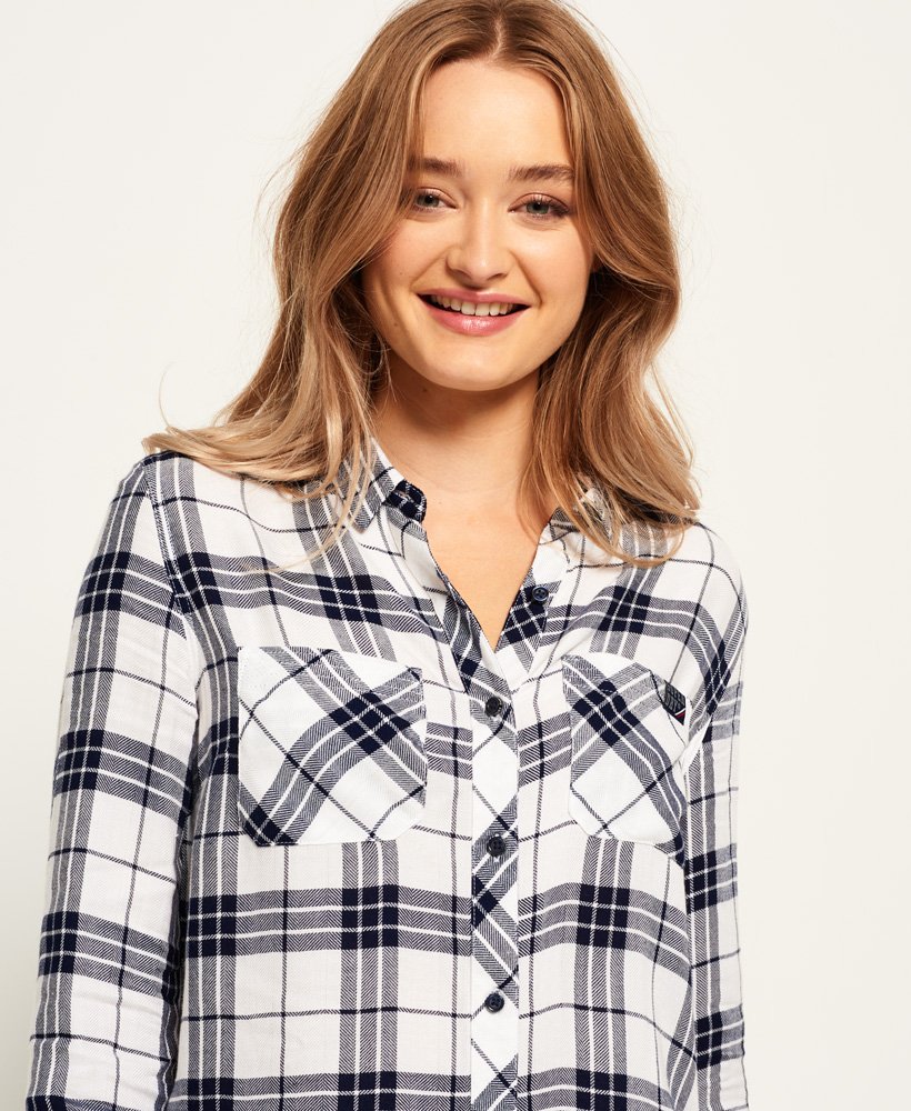 Womens - Midwest Dreaming Buffalo Check Shirt in White | Superdry