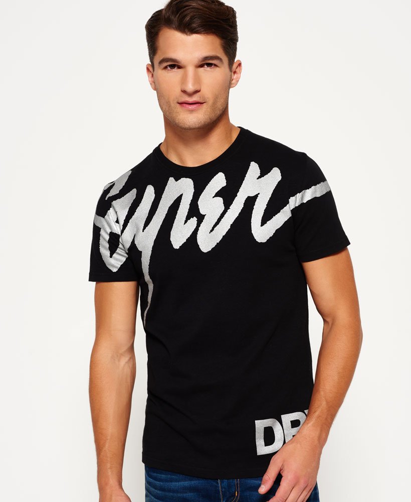 SUPERDRY Men's Brushstroke Tee- Tee Shirts by Superdry Size L Black New  with Tag