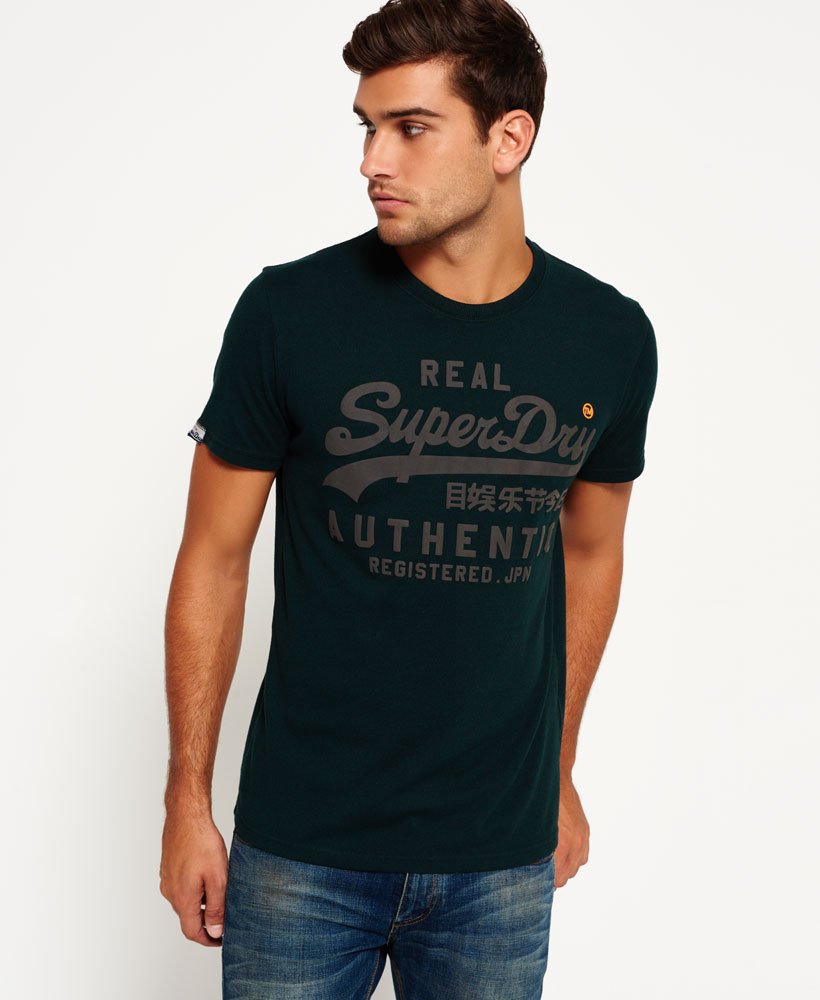Mens - Vintage Authentic Duo T-shirt in Forest Green Grit | Superdry UK