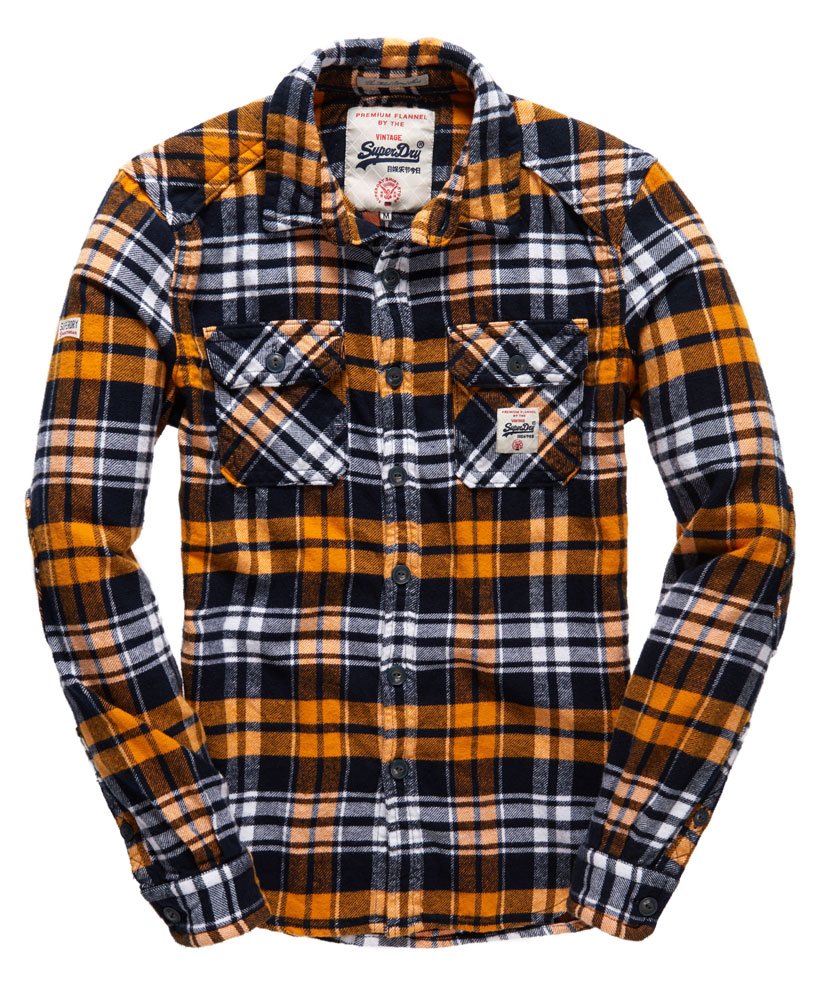 Men's - Milled Flannel Shirt in Suncoast Check Orange | Superdry UK