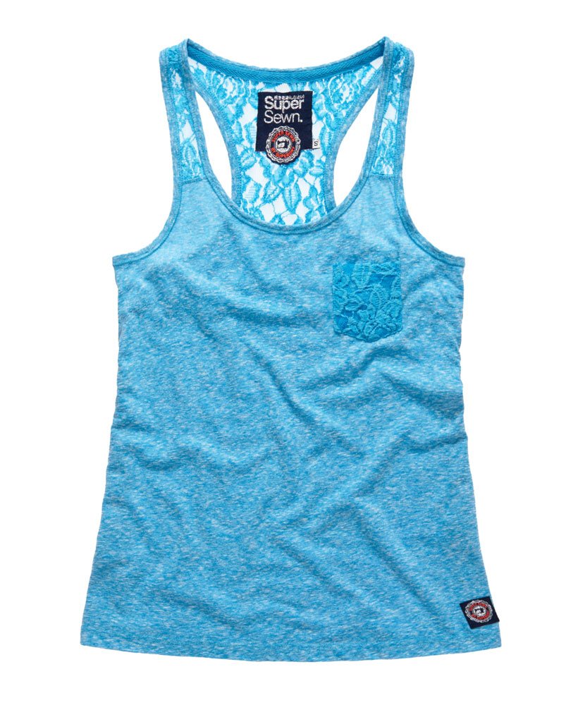 Womens - Super Sewn Rugged Lace Pocket Vest Top in Cornflower | Superdry