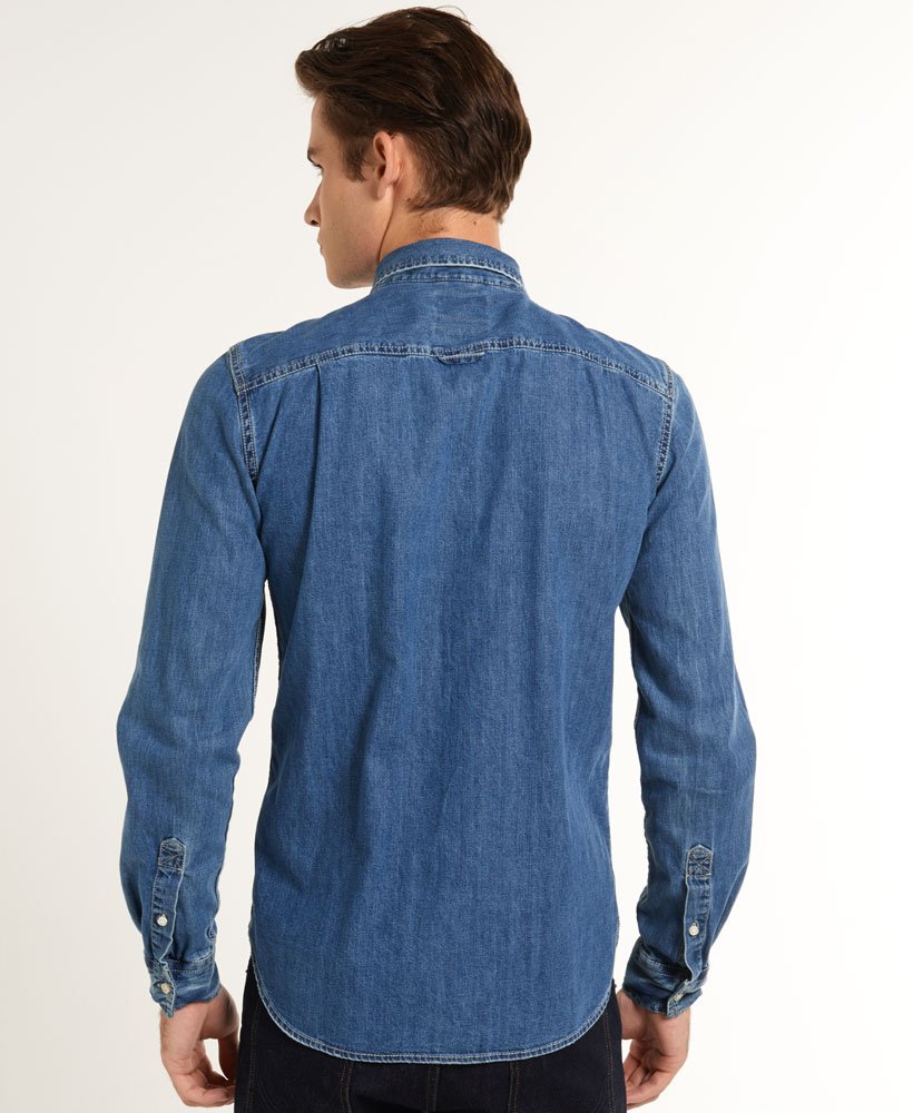 Mens - Nu London Loom Shirt in Classic Blue Wash | Superdry