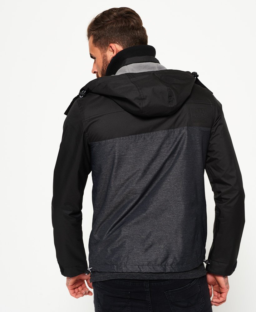 Men's Arctic Hooded Cliff Hiker Hybrid Jacket in Black Marl/black