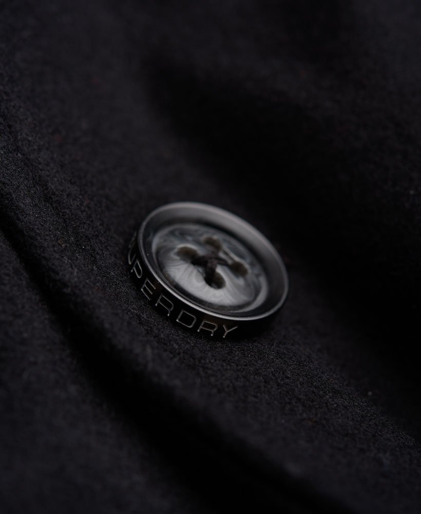 Men's - Commodity Slim Pea Coat in Black | Superdry UK