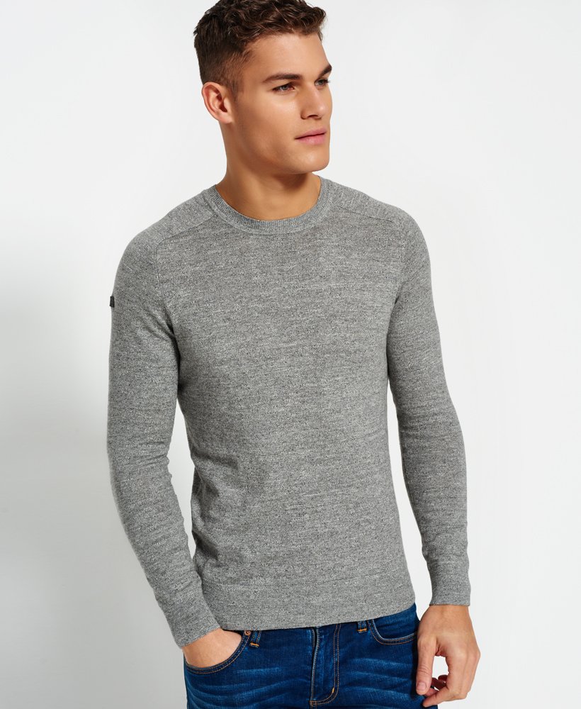 Mens - Premium Cotton City Crew Neck Sweater in Grey | Superdry UK