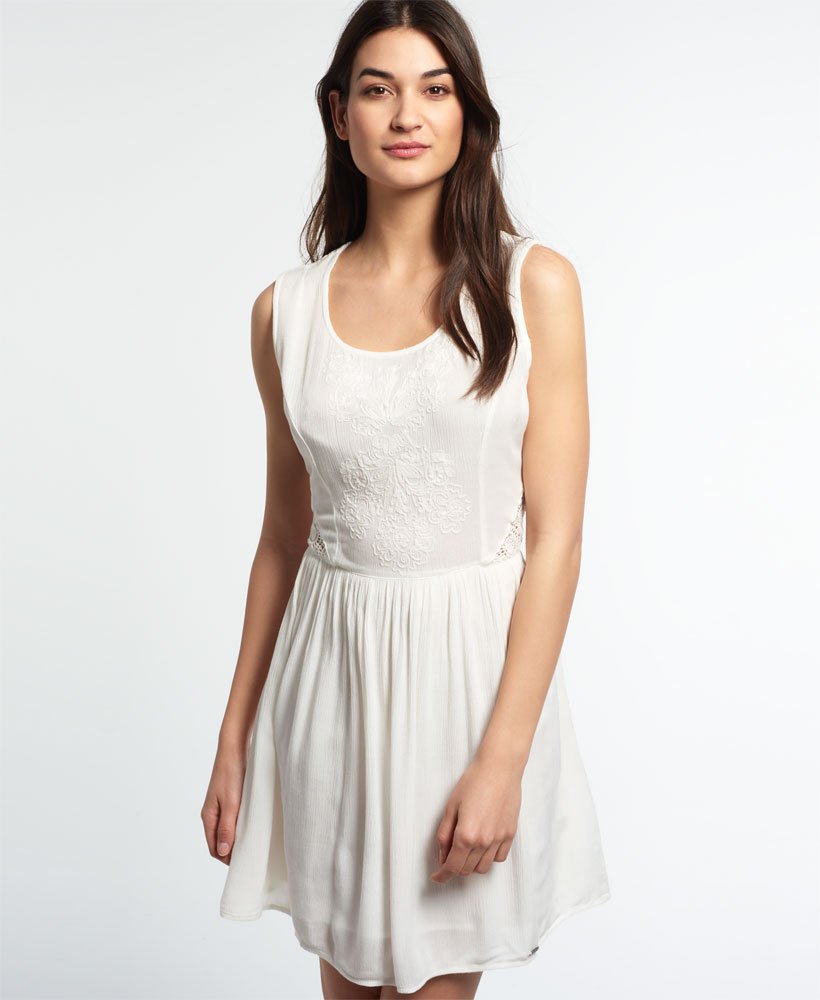 Womens - Sheer Lacy Sweep Dress in White | Superdry