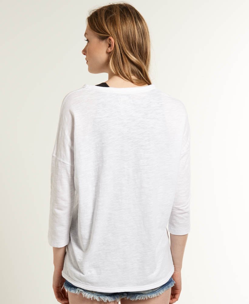 Womens - Destroyed Drapey T-shirt in Optic Nep | Superdry