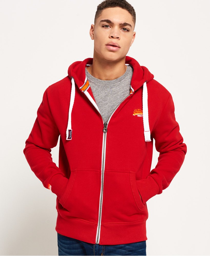 red zip up hoodie mens