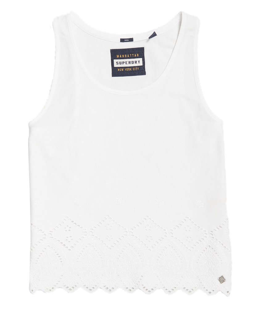 Womens - Pacific Broderie Tank Top in White | Superdry