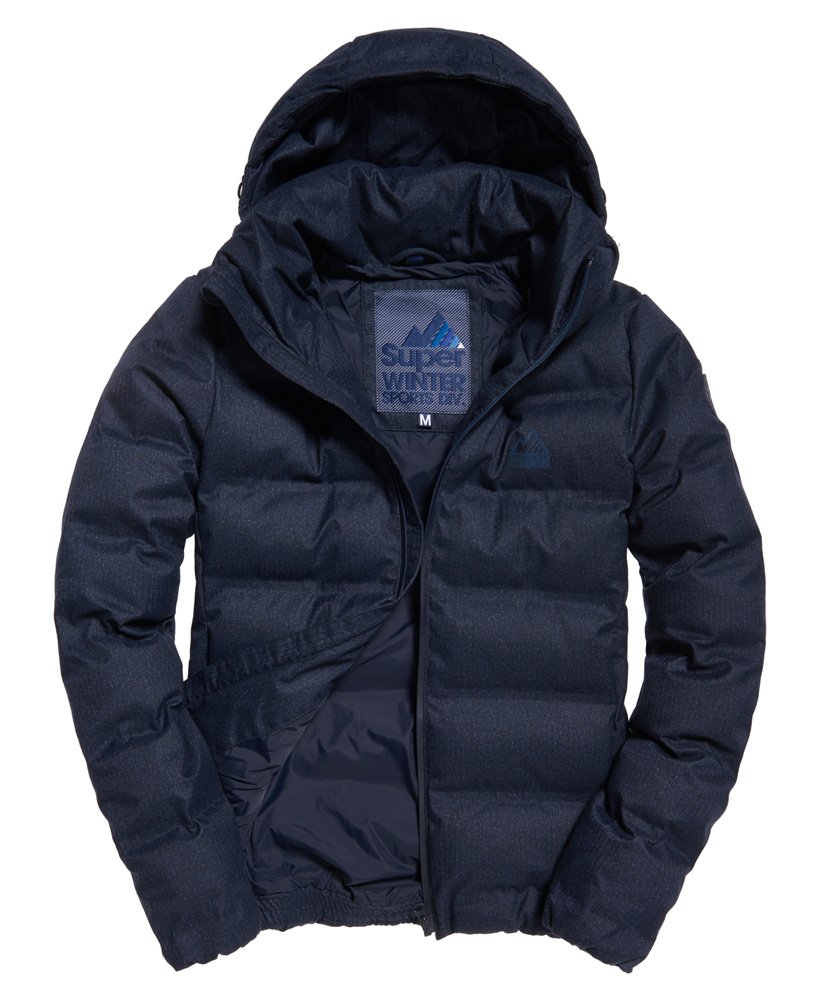 Men's - Echo Quilt Puffer Jacket in Navy Texture Print | Superdry UK