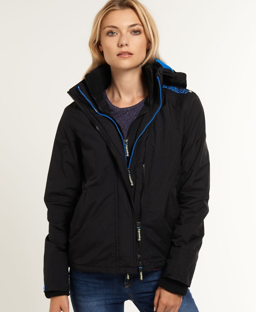 Womens - Arctic SD-Windcheater Jacket in Black/fluro Blue | Superdry