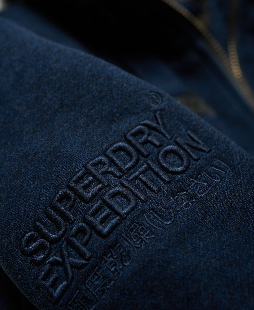 New Mens Superdry Hemmingway Fur Lined Zip Hoodie Deep Indigo Grindle