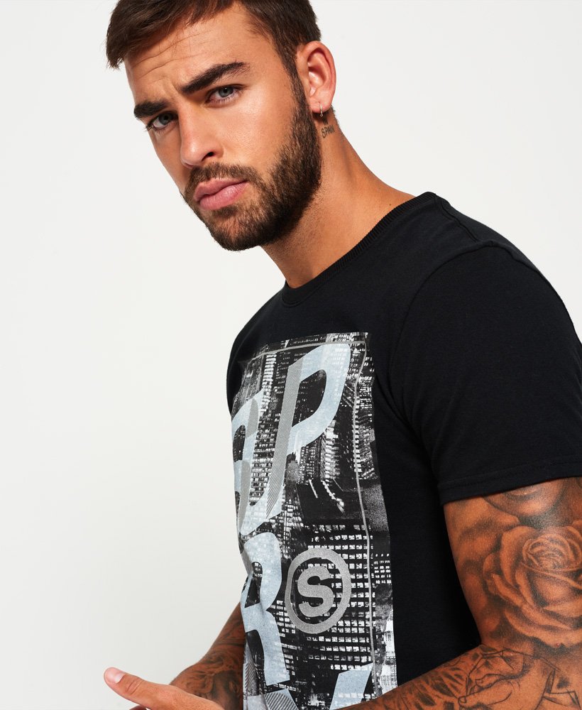 Mens - Overlap City T-shirt in Black | Superdry