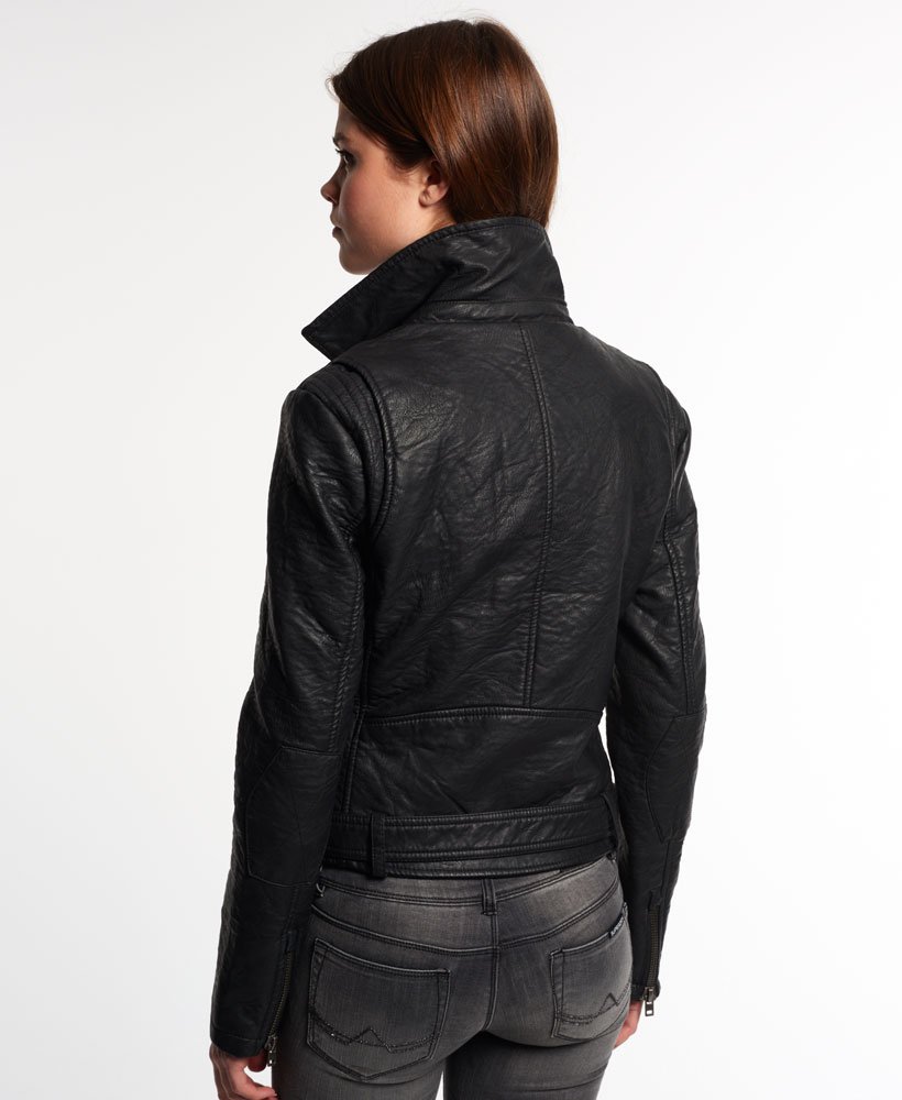 Womens - Faux Leather Roadie Biker Jacket in Black | Superdry