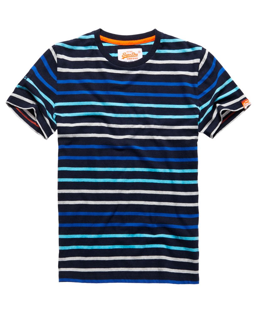 Mens - Orange Label Breton Stripe T-Shirt in Eclipse Navy | Superdry