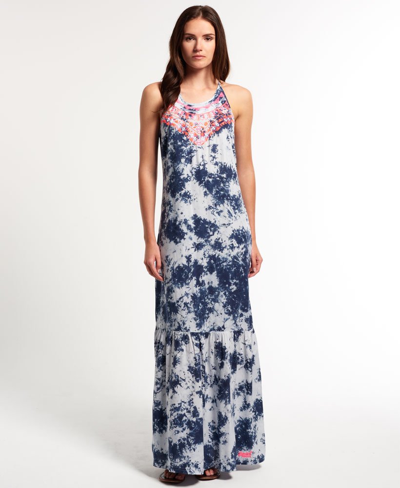 navy tie dye maxi dress